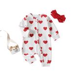 Adorable Heart Print Baby Rompers for Valentine's Day