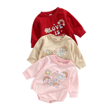 Lovely Autumn Newborn Baby Girls Cartoon Print Rompers