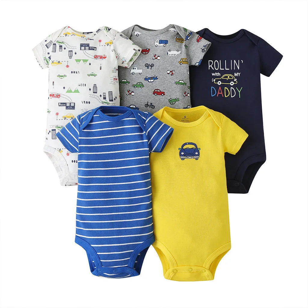 3/4/5PCS/LOT Soft Cotton Baby Bodysuit Summer Baby Boys Girls Clothes Infant Jumpsuit Short Sleeve Newborn Baby Clothing