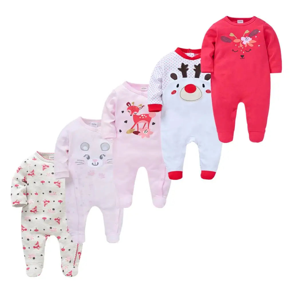 Unisex Newborn Pajamas 3/5Pcs Baby Girl Jumpsuit 2022 Long Sleeves Boys Pyjamas Clothes Body Suit Cartoon 0-12M Infant Outfits