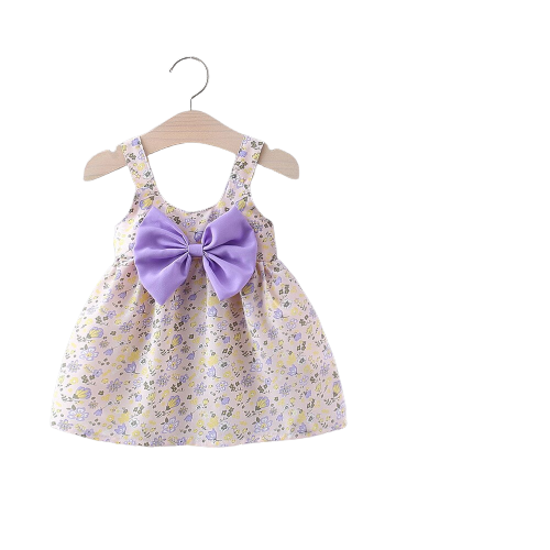 Sweet Floral Bow Beach Baby Girl Dress