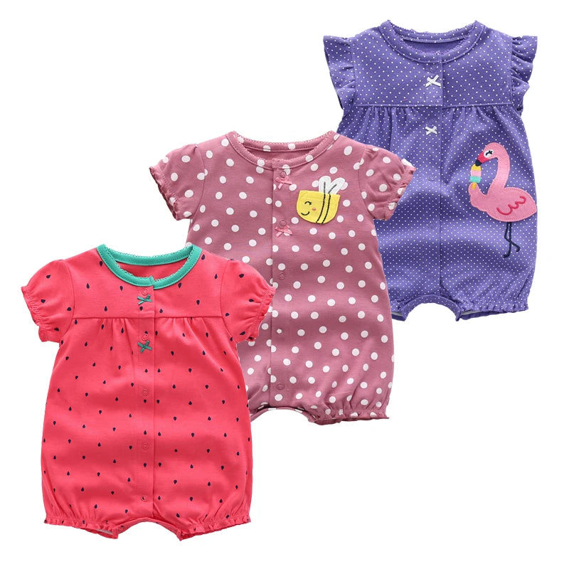3PCS Newborn Baby Rompers: Summer Cotton Clothing for Infants