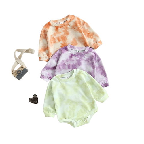 Trendy Tie Dye Rompers for Newborn Baby Girls and Boys