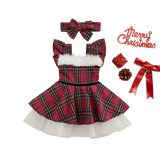 Sweet Christmas Dress for Baby Girls with Hairband
