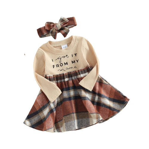 Adorable Autumn Baby Girls Dress Set with Headband