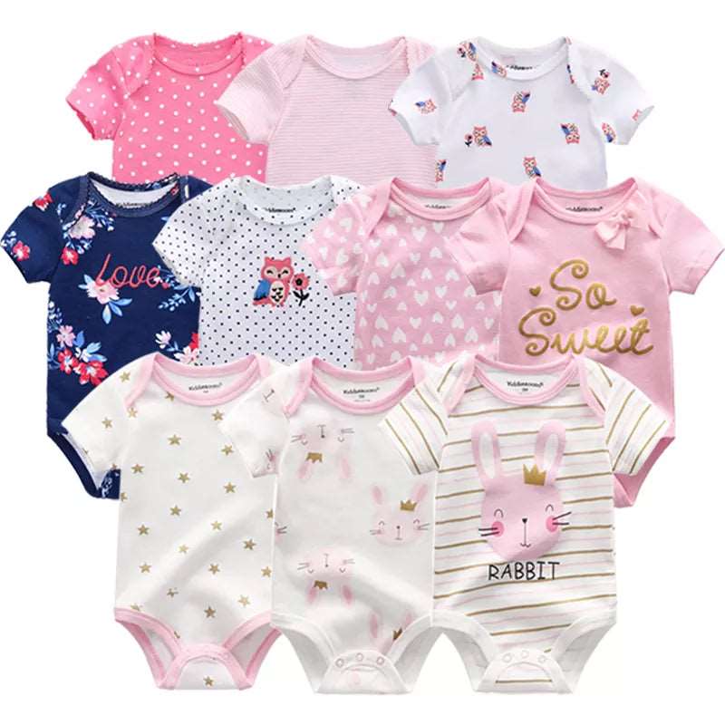 2023 Baby Girls bodysuits short Sleeve cotton Bunny overalls infantis clothes Newborn boys baby Roupas de bebe outfit clothing