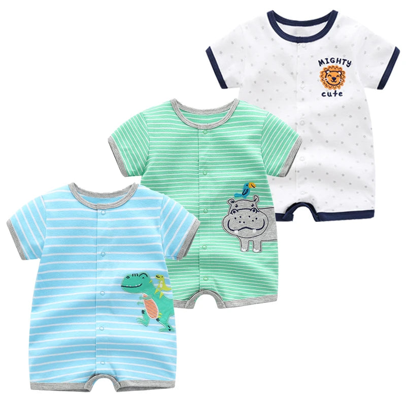 3PCS Newborn Baby Rompers: Summer Cotton Clothing for Infants