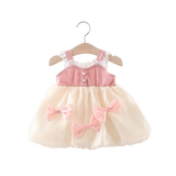 Cartoon Bear Baby Girl Costume Lantern Sleeves Fashion Sweet Birthday Party Wedding Evening Dress Breathable Children's Clothes