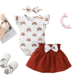 Newborn Baby Clothes Summer Sets For Girls Lace Sleeve Romper+Bow Skirts 3pcs Toddler Girls Outfits Suit