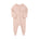 Cotton Zip Baby Jumpsuit with Feet – Dusty Pink Embroidered Bow