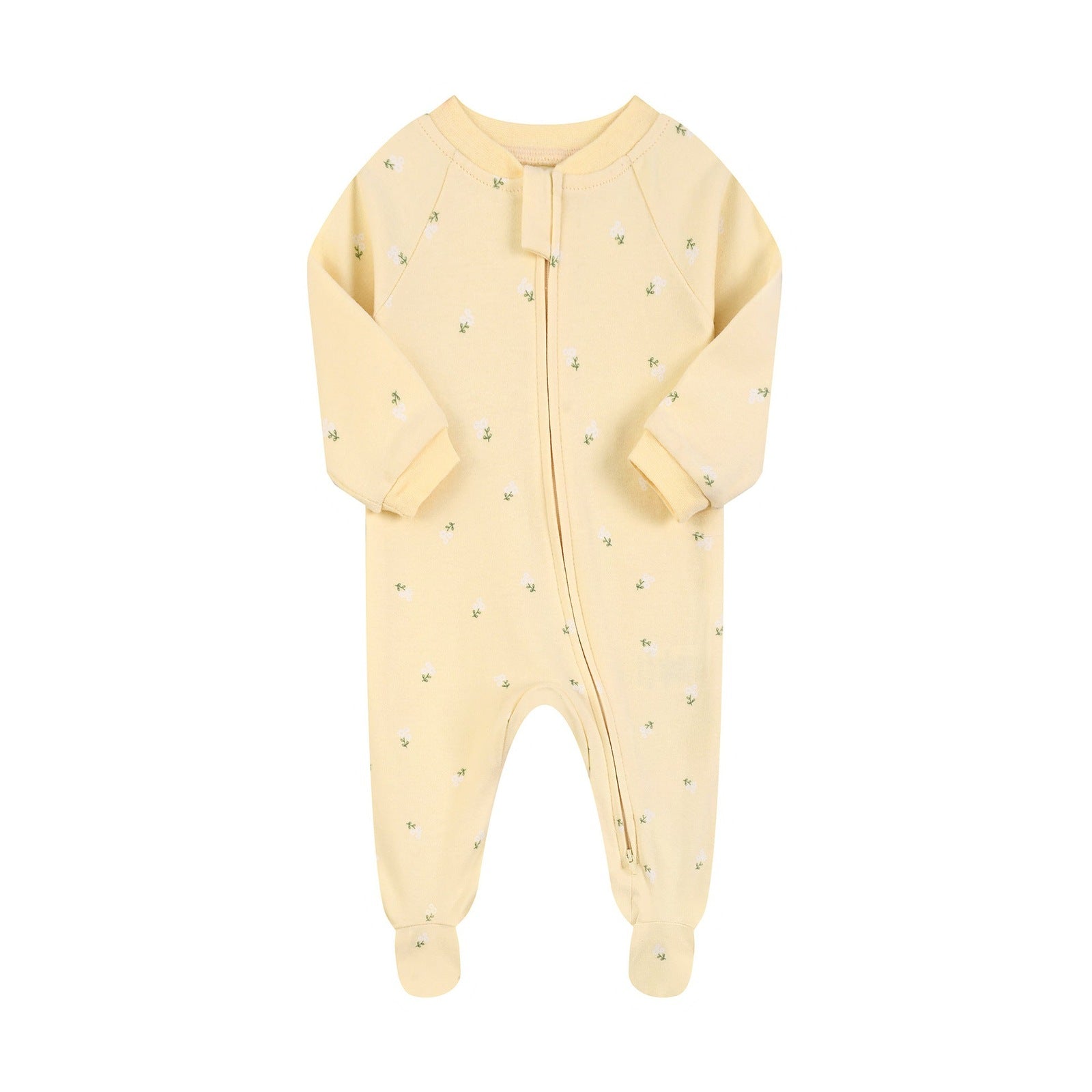 Cotton Zip Baby Jumpsuit with Feet – Lemon Daisy
