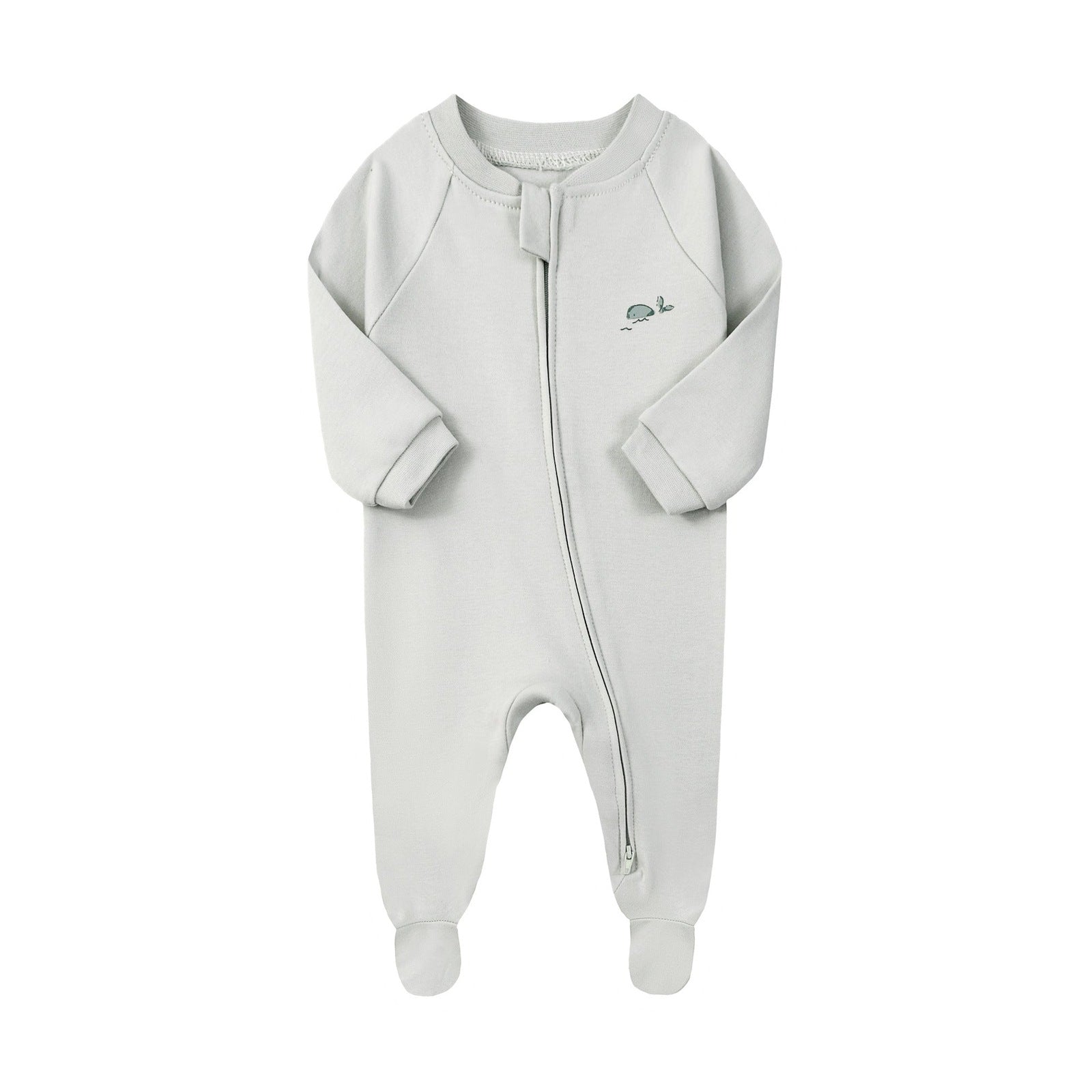 Cotton Zip Baby Jumpsuit with Feet – Sage Whale