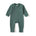 Ribbed Zip Baby Jumpsuit with Fold-Over Cuffs – Dark Green
