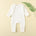 Ribbed Zip Baby Jumpsuit with Fold-Over Cuffs – White