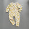 Grey sunshine ribbed zip baby sleepsuit with fold-over hand and foot cuffs, laid flat