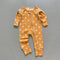 Orange bunny ribbed zip baby sleepsuit with fold-over hand and foot cuffs, laid flat