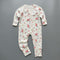 White rose ribbed zip baby sleepsuit with fold-over hand and foot cuffs, laid flat