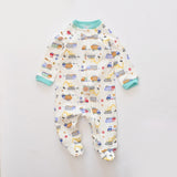Cream digger zip baby sleepsuit with covered feet and a snap tab at the neck, laid flat