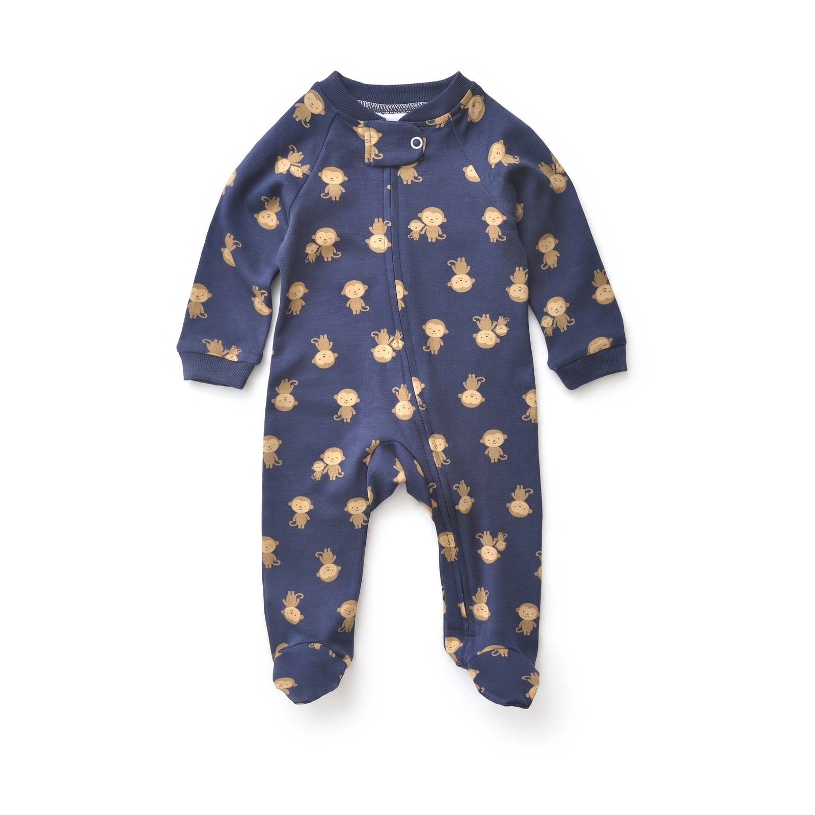 Jersey Zip Baby Jumpsuit with Feet – Navy Monkey