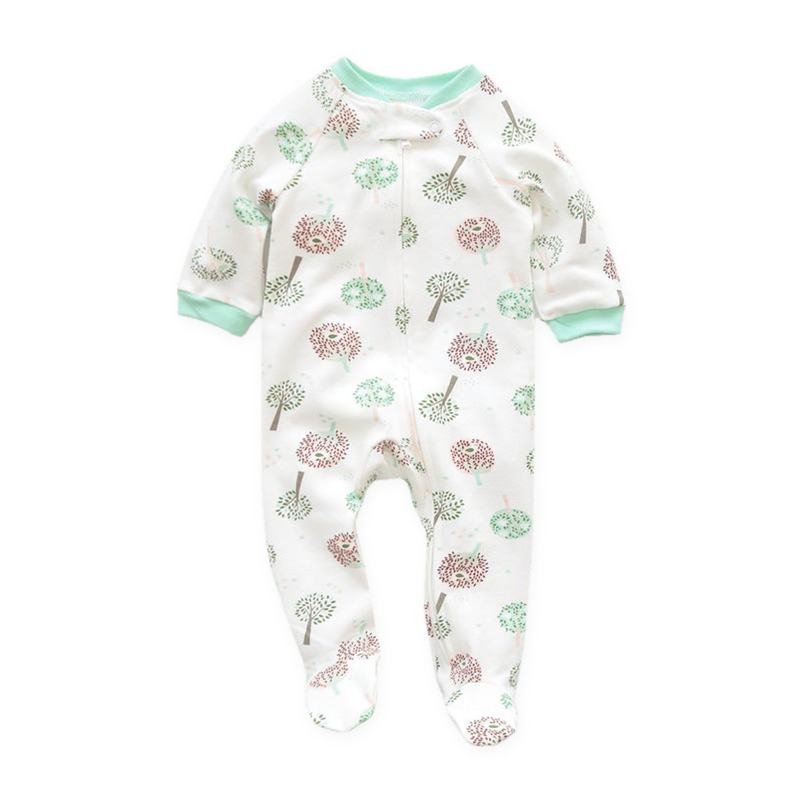 Jersey Zip Baby Jumpsuit with Feet – White Tree
