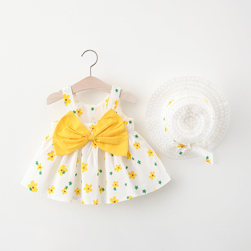 Stylish and Cute Print Bow Suspender Dress for Your Little Girl's Summer Wardrobe