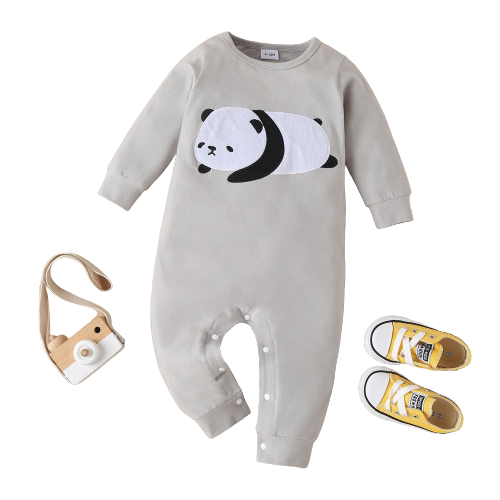 Adorable Baby Romper with Embroidered Animal Patch