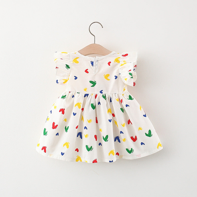 Western Style Girls' Summer Dress with Floral Print