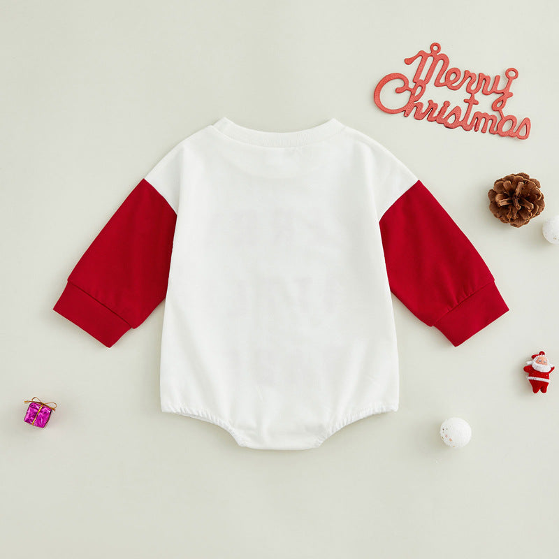 Simple and Stylish Baby Triangle Romper with Colorblock and Letter Pri