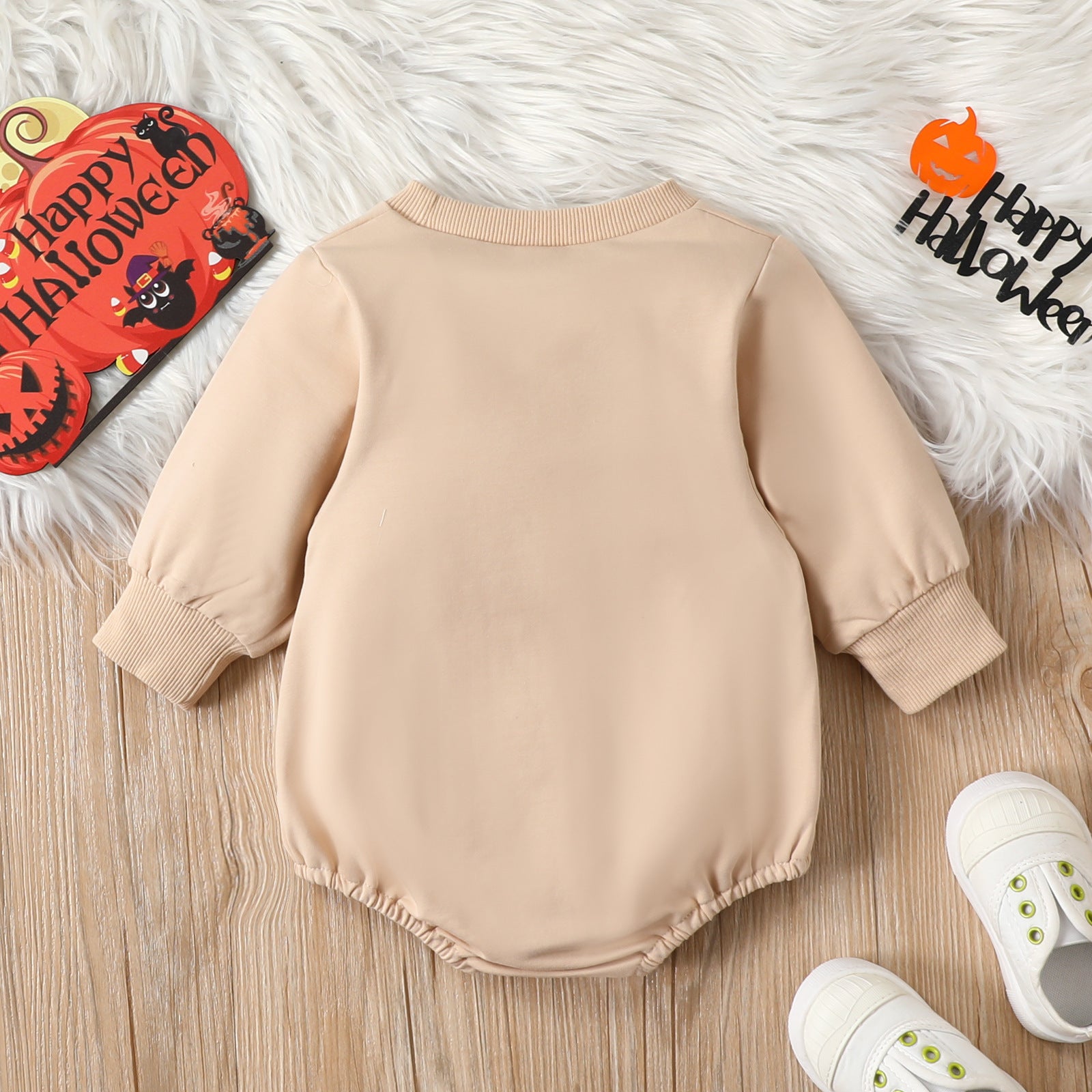 Halloween Pumpkin Alphabet Cartoon Romper Long Sleeve - Babbez