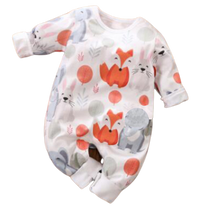 Unisex Baby Long Sleeve Woodland Animal Print Jumpsuit - Babbez