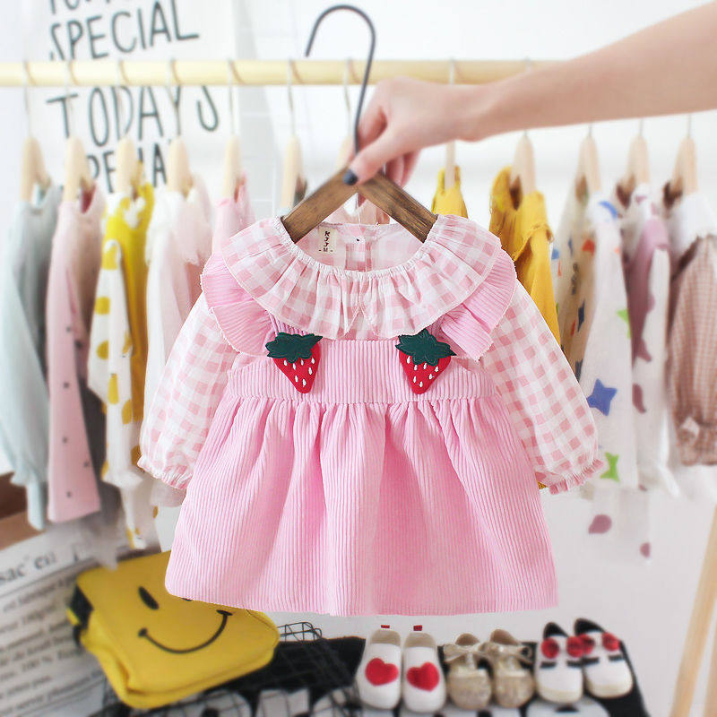 Stylish Check Long Sleeve Dress for Children