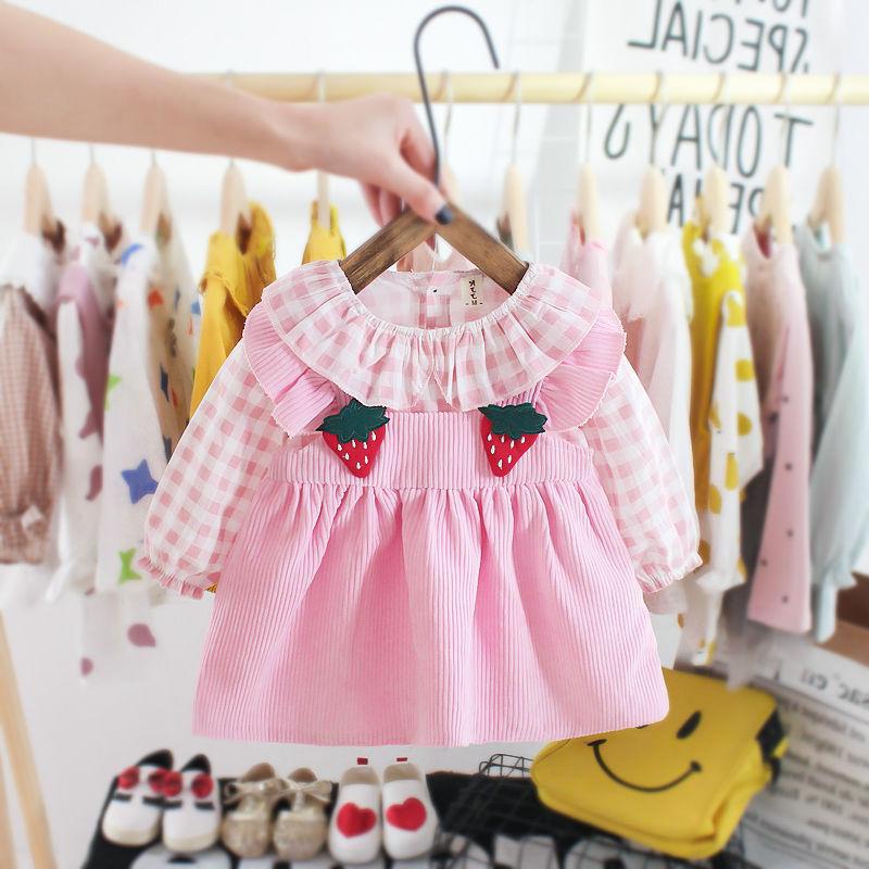 Stylish Check Long Sleeve Dress for Children