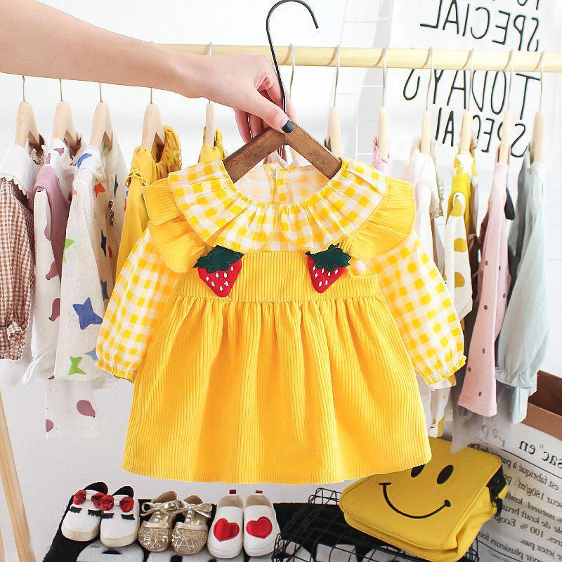 Stylish Check Long Sleeve Dress for Children