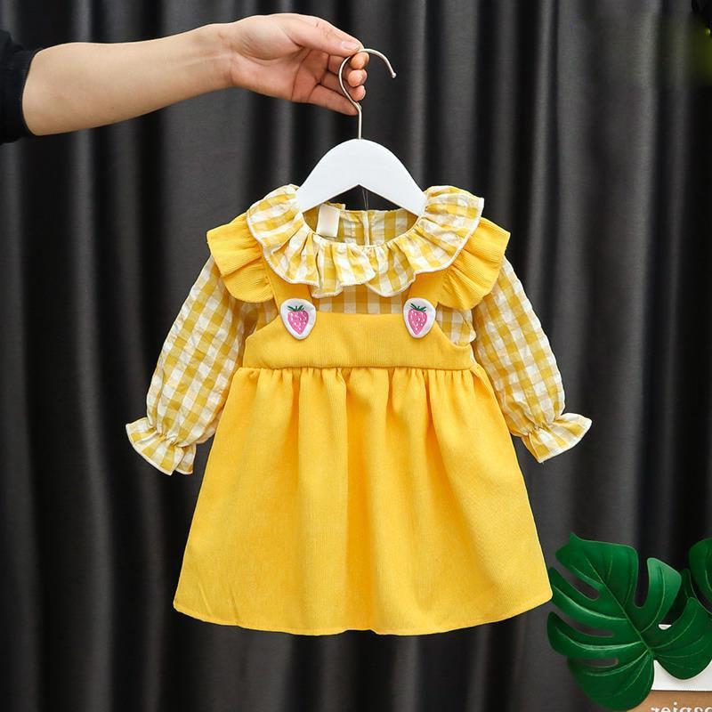 Stylish Check Long Sleeve Dress for Children