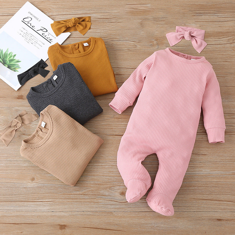 Baby Fashion Solid Color Long Sleeve Jumpsuit - Stylish and Comfortable