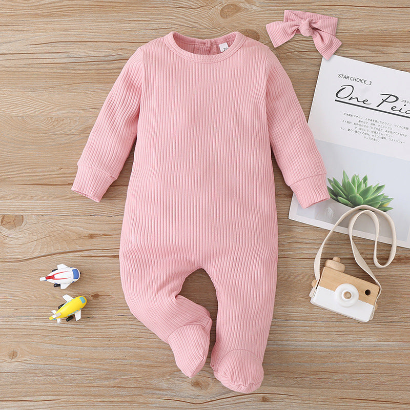 Baby Fashion Solid Color Long Sleeve Jumpsuit - Stylish and Comfortable