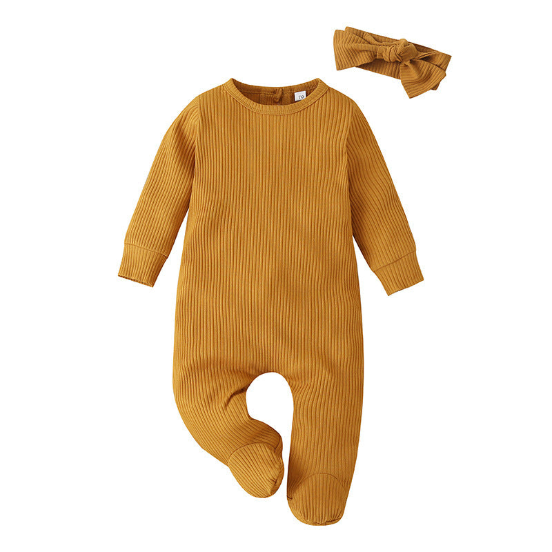Baby Fashion Solid Color Long Sleeve Jumpsuit - Stylish and Comfortable
