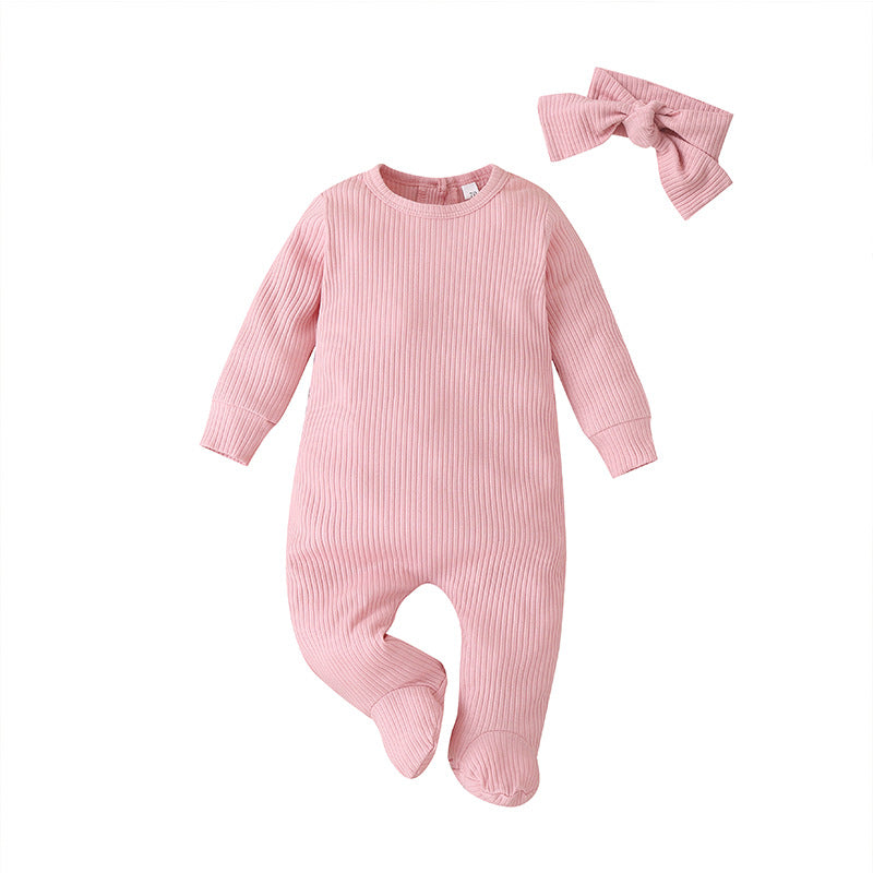 Baby Fashion Solid Color Long Sleeve Jumpsuit - Stylish and Comfortable