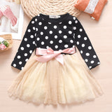 British Polka Dot Dress with Net Yarn Tutu - A Charming Addition to Yo