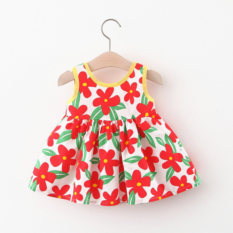 Charming Girls' Dress with Oversized Bow and Floral Accents