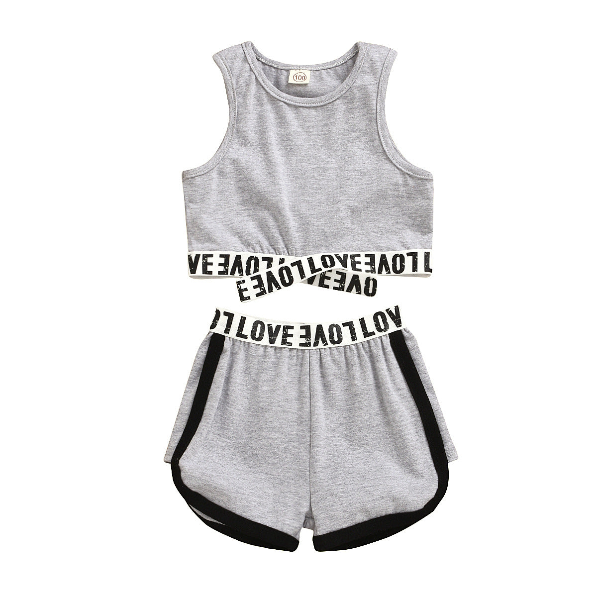 Sleeveless Top Shorts LOVE Letter Set - Babbez