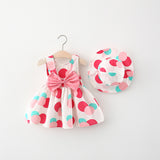 Summer Style Full Circle Printed Bow Skirt with Hat for Girls - Wholes