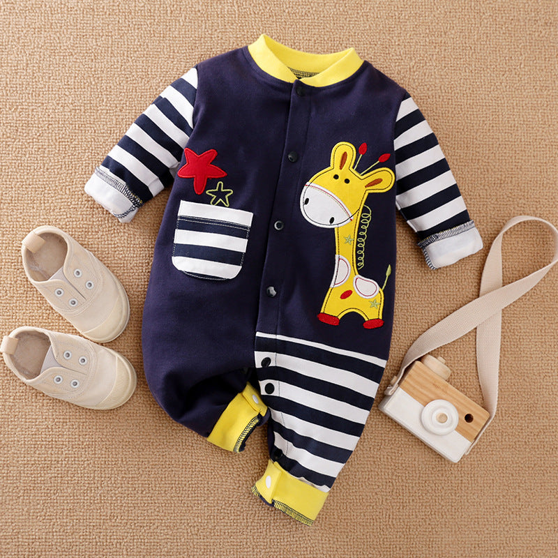 Baby Romper Romper Newborn Long-sleeved Romper Spring And Autumn Summer Cotton Baby Clothes - Babbez