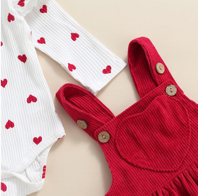 Adorable Baby Girl Valentine's Day Heart Print Suit