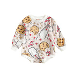 Baby Printed Cuffs Rib Long Sleeve Triangle Romper - Babbez