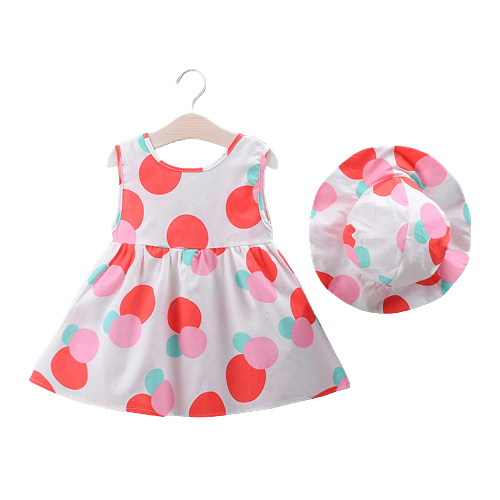 Adorable Color Dot Bow Sleeveless Tank Dress for Girls