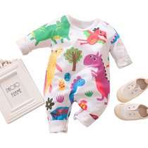 Unisex Baby Colorful Dinosaur Print Long Sleeve Jumpsuit - Babbez