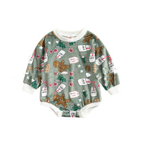 Baby Printed Cuffs Rib Long Sleeve Triangle Romper - Babbez