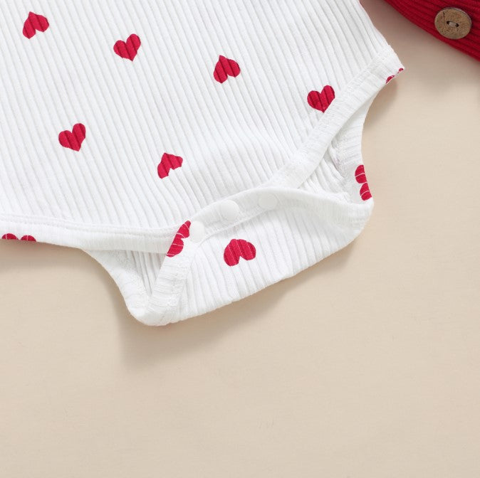 Adorable Baby Girl Valentine's Day Heart Print Suit