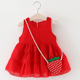 Adorable Red Chiffon Strap Dress for Baby Girls